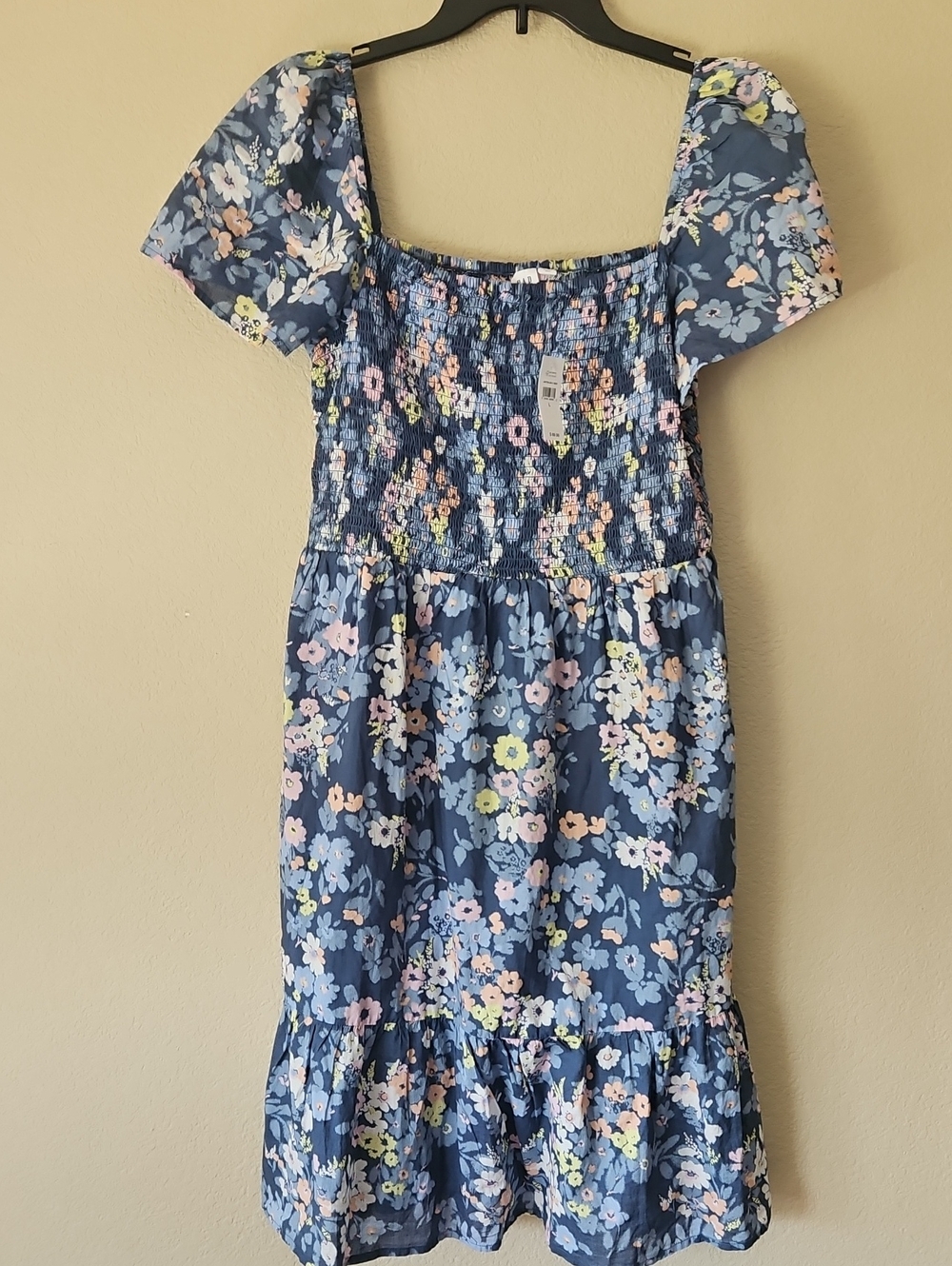 NWT Gap Navy Blue Floral Smocked Sundress